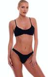 Love & Bikini One Size Black Ruffle Edge One Size Bikini